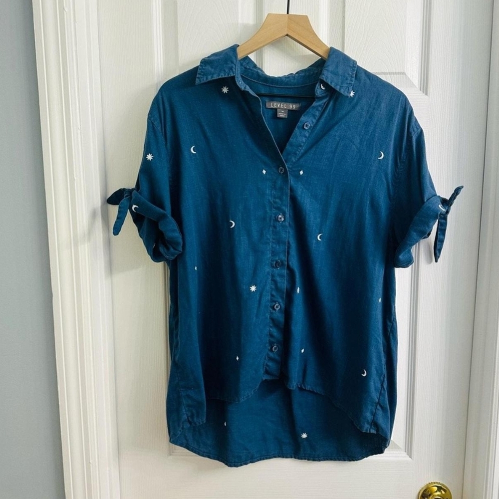 Celestial Embroidered Shirt with Star + Moon Detail